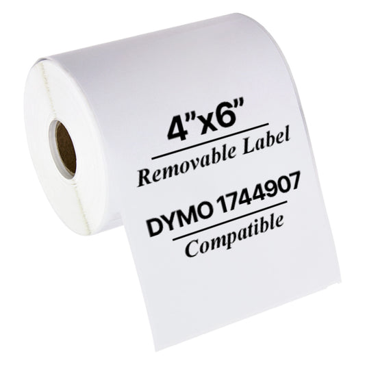 4 x 6in Removable 4XL Shipping Labels: Dymo Compatible 1744907R Bright White