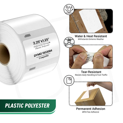 2.25 x 1.25in Shipping Labels: Dymo Compatible 1933084 Plastic Poly