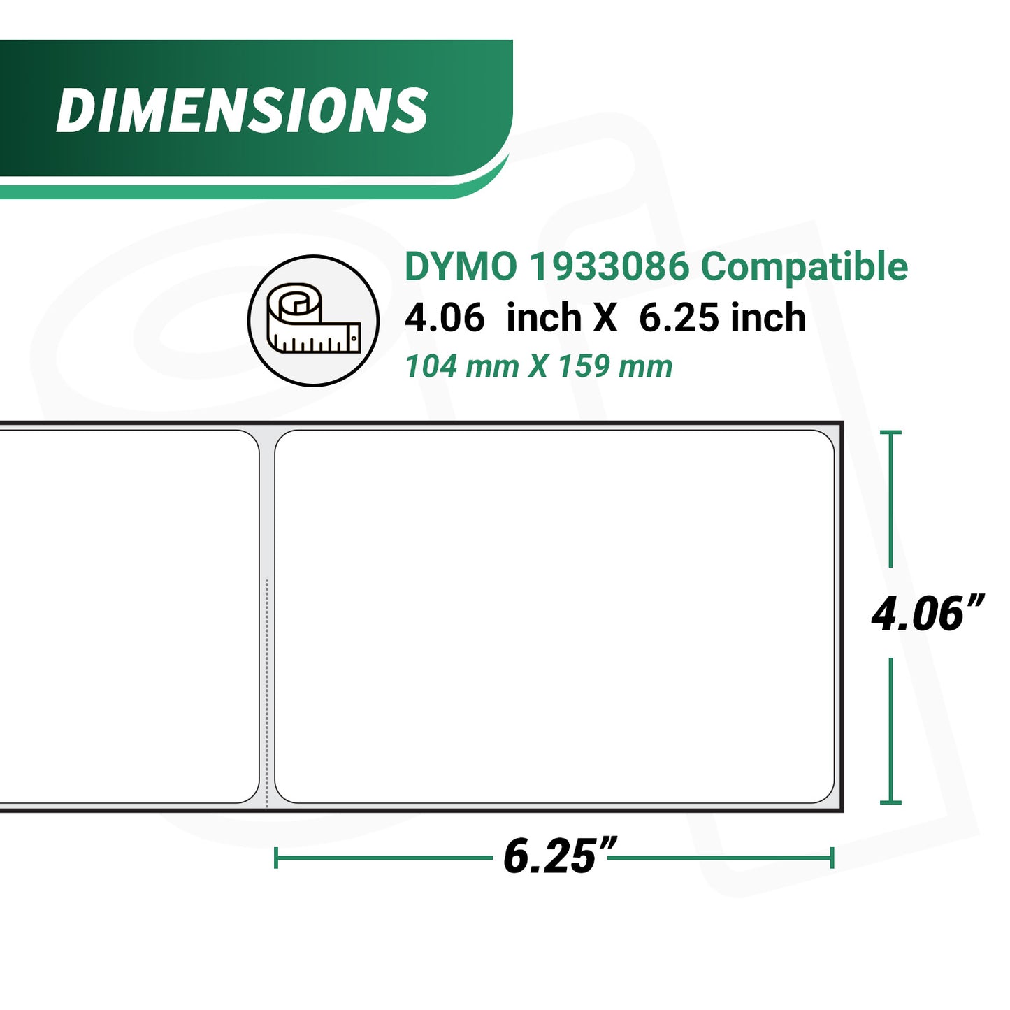 4.06 x 6.25in Shipping Labels: Dymo Compatible 1933086 Plastic Poly