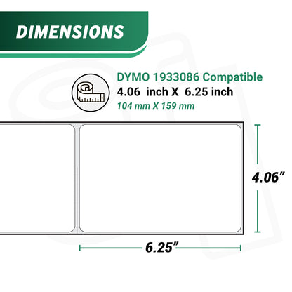 4.06 x 6.25in Shipping Labels: Dymo Compatible 1933086 Plastic Poly