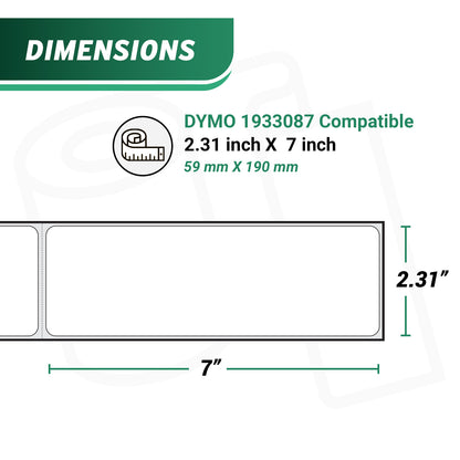 2.31 x 7.5in Flossy Plastic Labels: Dymo Compatible 1933087