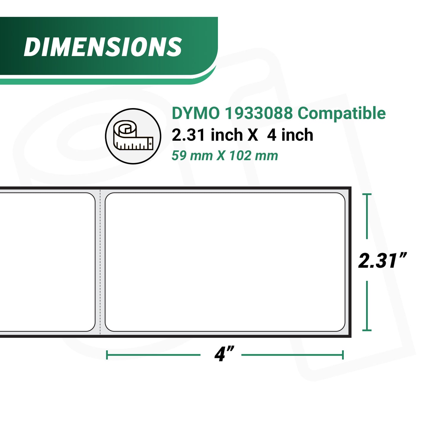 2.31 x 4in Shipping Labels: Dymo Compatible 1933088 Plastic Poly
