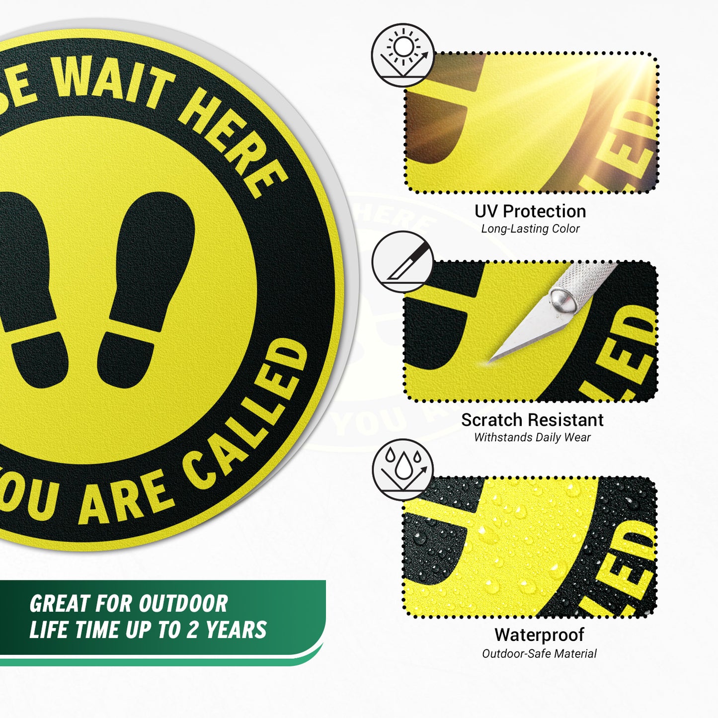 12 x 12in Floor Sign: Please Wait Here (2-Pack)