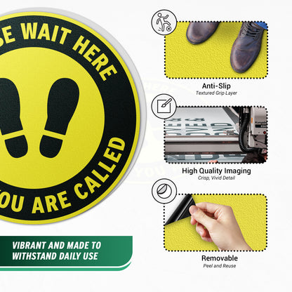 12 x 12in Floor Sign: Please Wait Here (2-Pack)