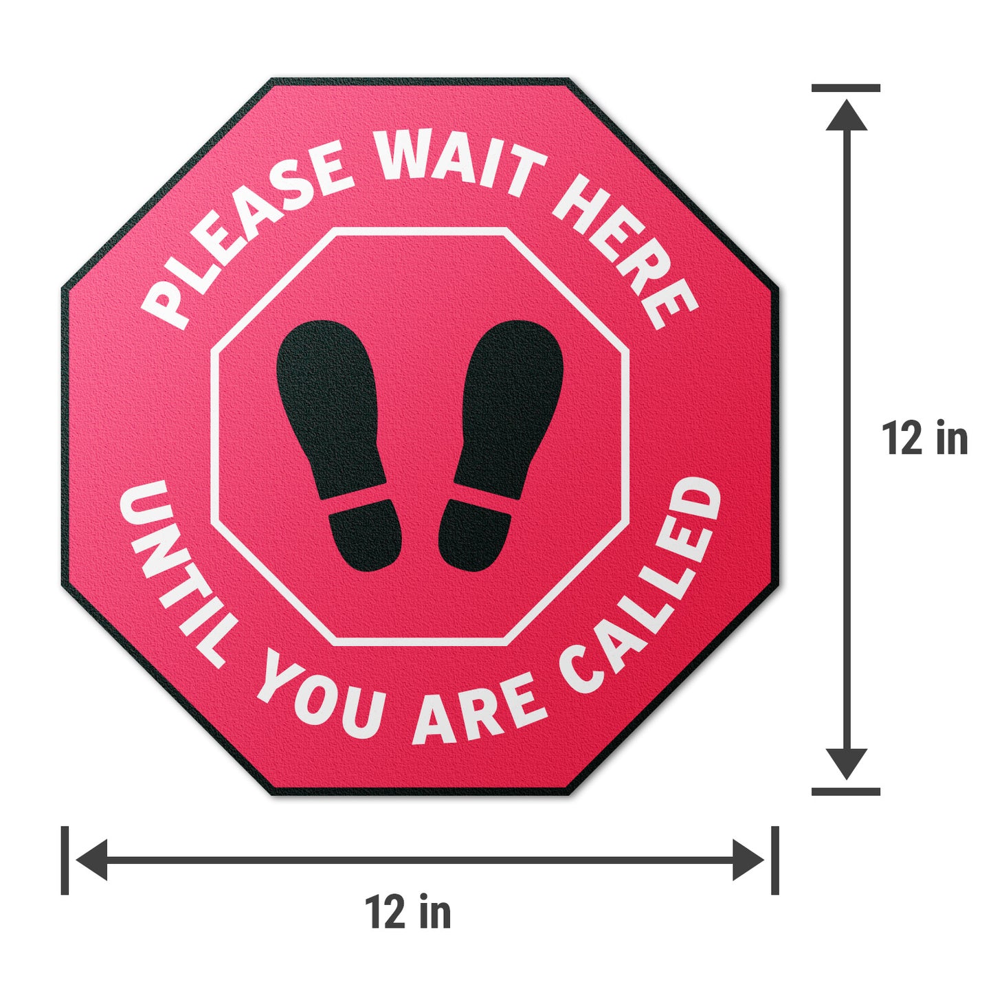 12 x 12in Floor Sign: Please Wait Here (Red, 2-Pack)
