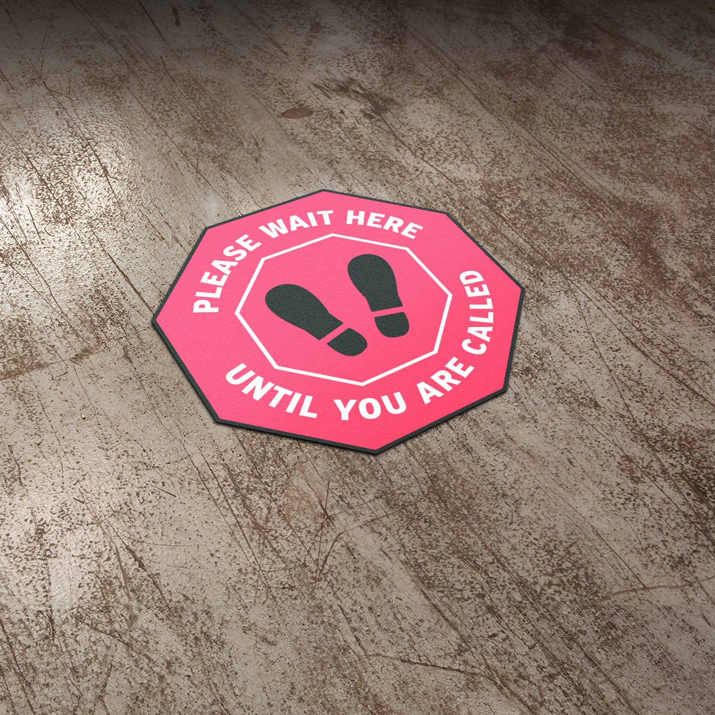 12 x 12in Floor Sign: Please Wait Here (Red, 2-Pack)