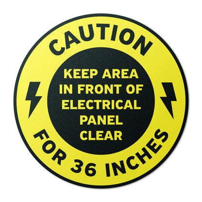 12 x 12in Floor Sign: Caution Electrical Panel 36in Clearance (2-Pack)