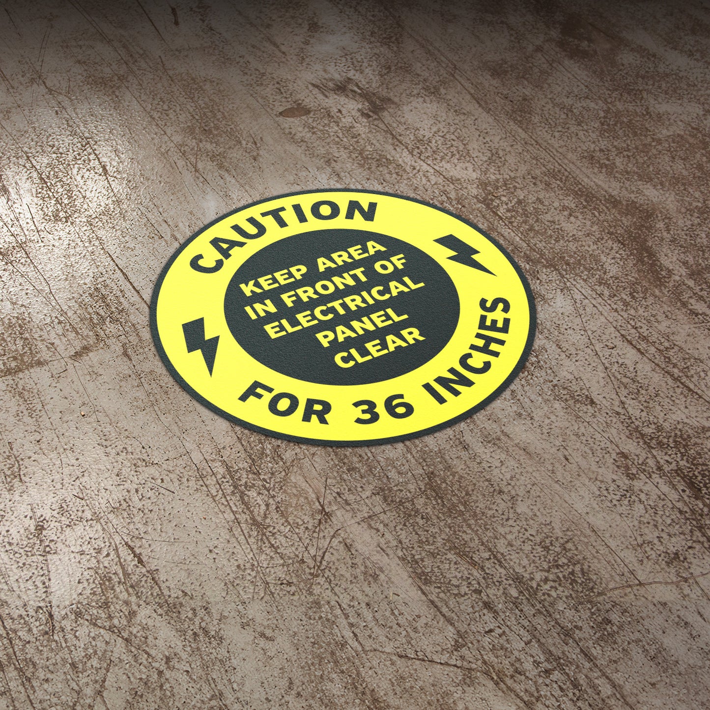 12 x 12in Floor Sign: Caution Electrical Panel 36in Clearance (2-Pack)