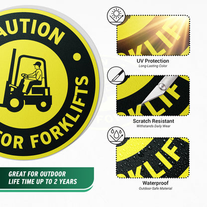 17 x 17in Floor Sticker: Caution Watch For Forklifts Sign (2-Pack)