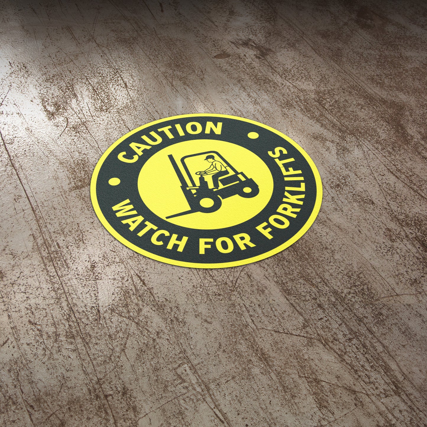 17 x 17in Floor Sticker: Caution Watch For Forklifts Sign (2-Pack)