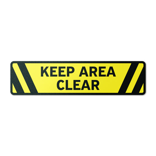 24 x 6in Floor Sticker: Keep Area Clear Sign (2-Pack)
