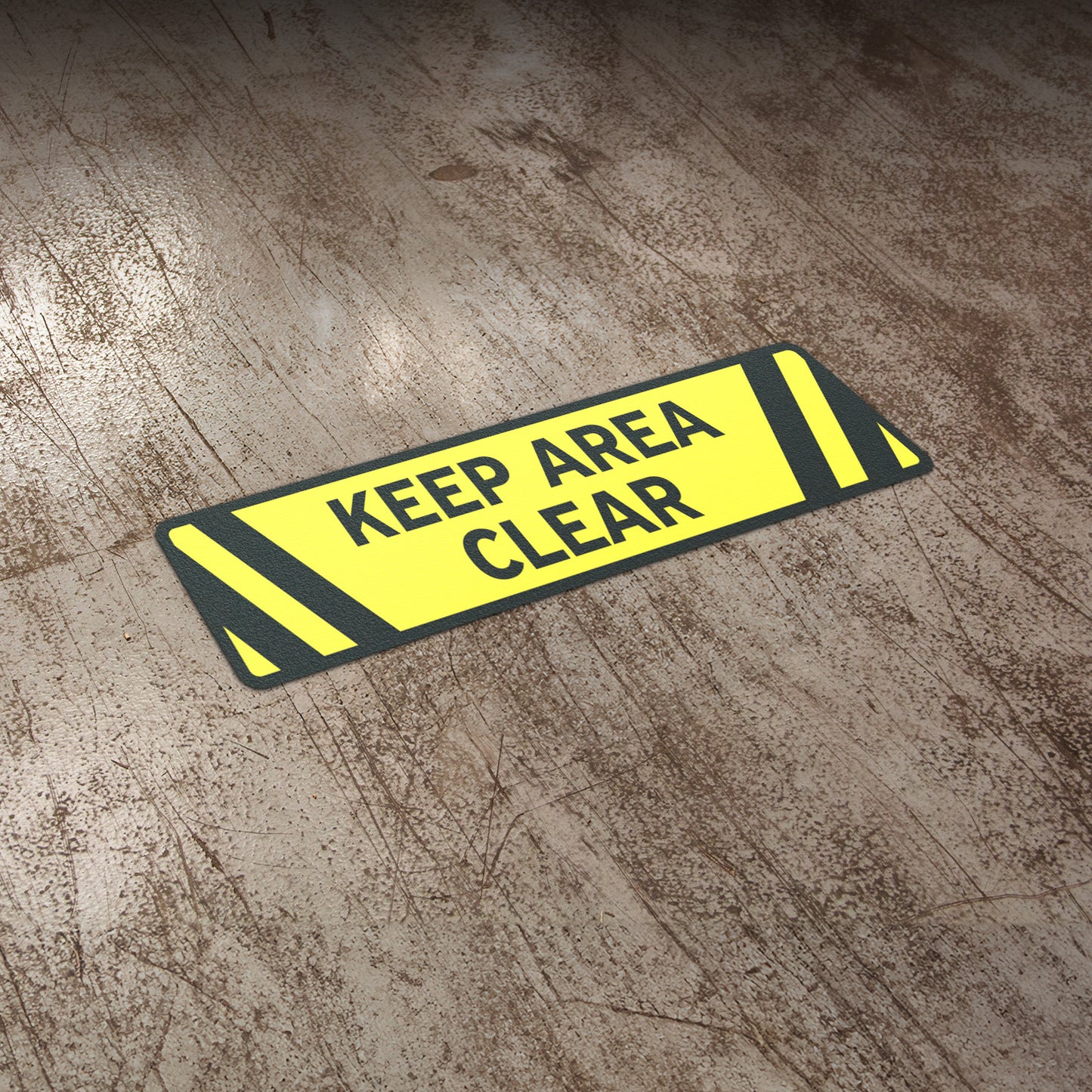 24 x 6in Floor Sticker: Keep Area Clear Sign (2-Pack)