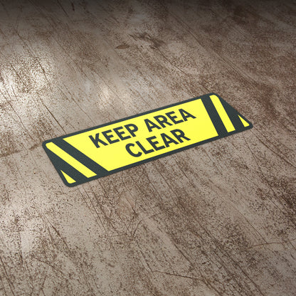 24 x 6in Floor Sticker: Keep Area Clear Sign (2-Pack)