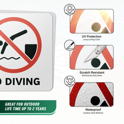 6 x 6in Floor Sticker: No Diving Sign (2-Pack)