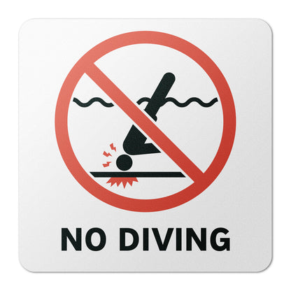 6 x 6in Floor Sticker: No Diving Sign (Shallow Water) (2-Pack)