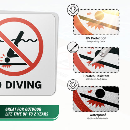 6 x 6in Floor Sticker: No Diving Sign (Shallow Water) (2-Pack)