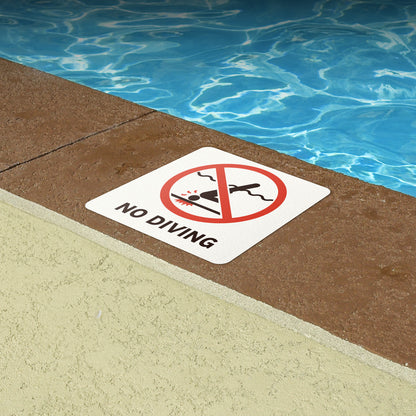 6 x 6in Floor Sticker: No Diving Sign (Shallow Water) (2-Pack)