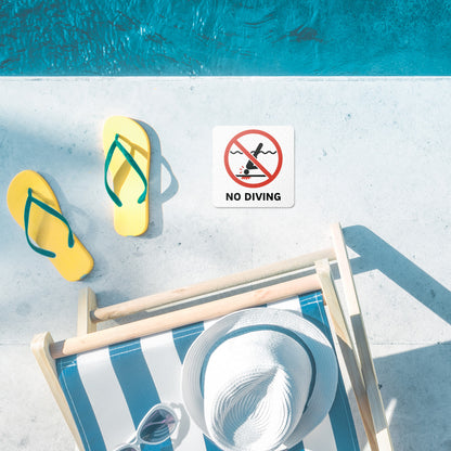 6 x 6in Floor Sticker: No Diving Sign (Shallow Water) (2-Pack)
