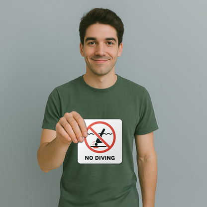 6 x 6in Floor Sticker: No Diving Sign (Shallow Water) (2-Pack)