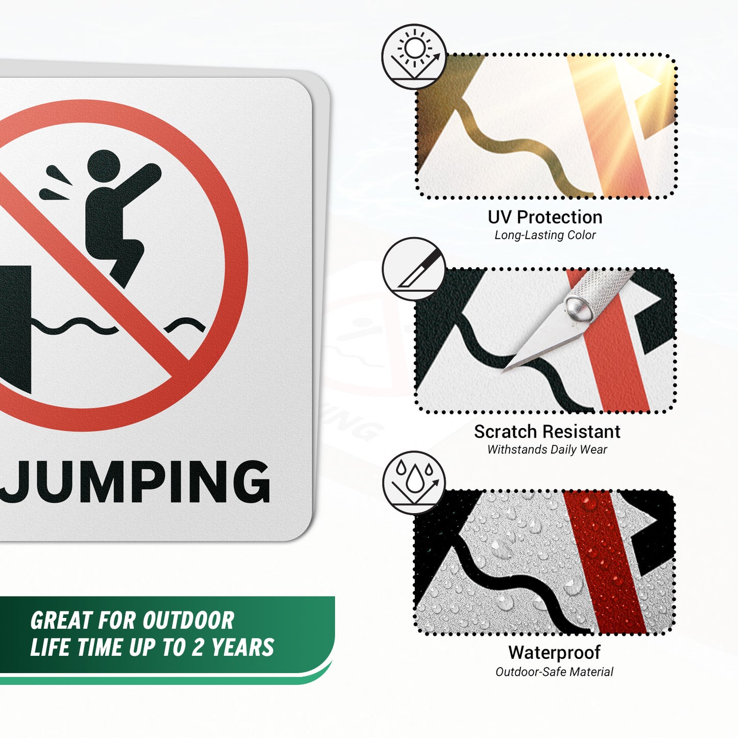 6 x 6in Floor Sticker: No Jumping Pool Sign (2-Pack)