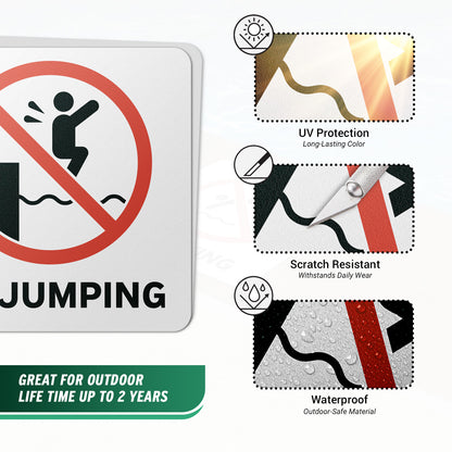 6 x 6in Floor Sticker: No Jumping Pool Sign (2-Pack)