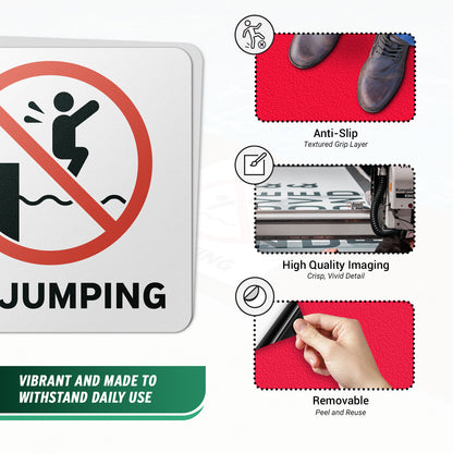 6 x 6in Floor Sticker: No Jumping Pool Sign (2-Pack)