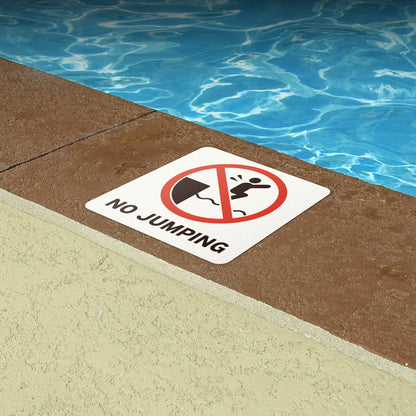 6 x 6in Floor Sticker: No Jumping Pool Sign (2-Pack)