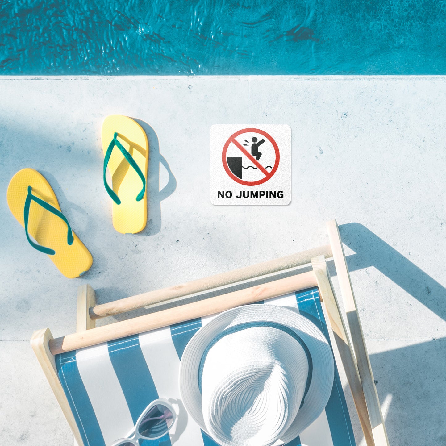 6 x 6in Floor Sticker: No Jumping Pool Sign (2-Pack)