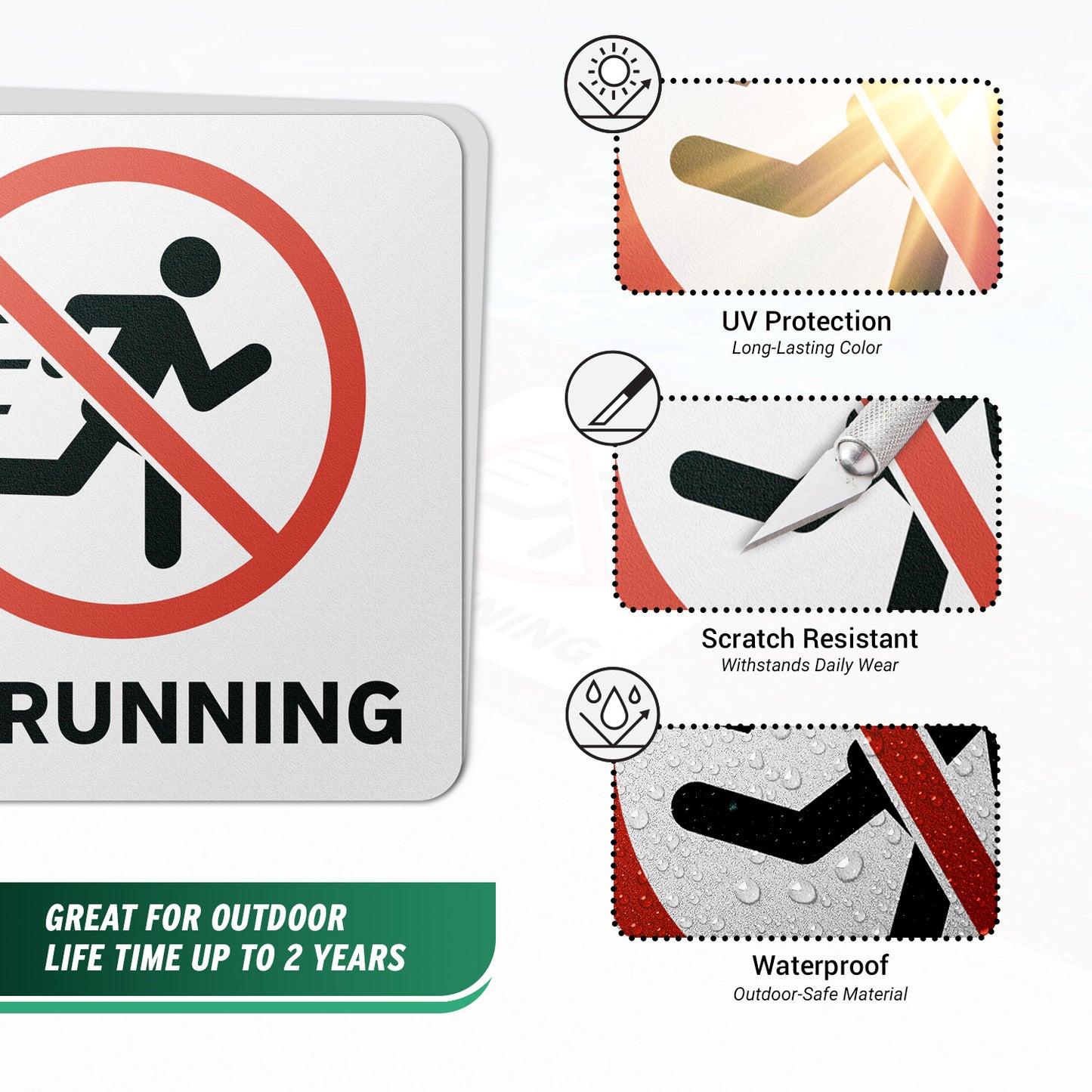 6 x 6in Pool Safety Floor Decals: No Running Signs (2-Pack)
