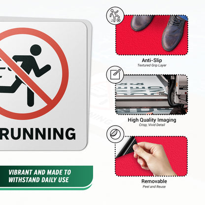 6 x 6in Pool Safety Floor Decals: No Running Signs (2-Pack)
