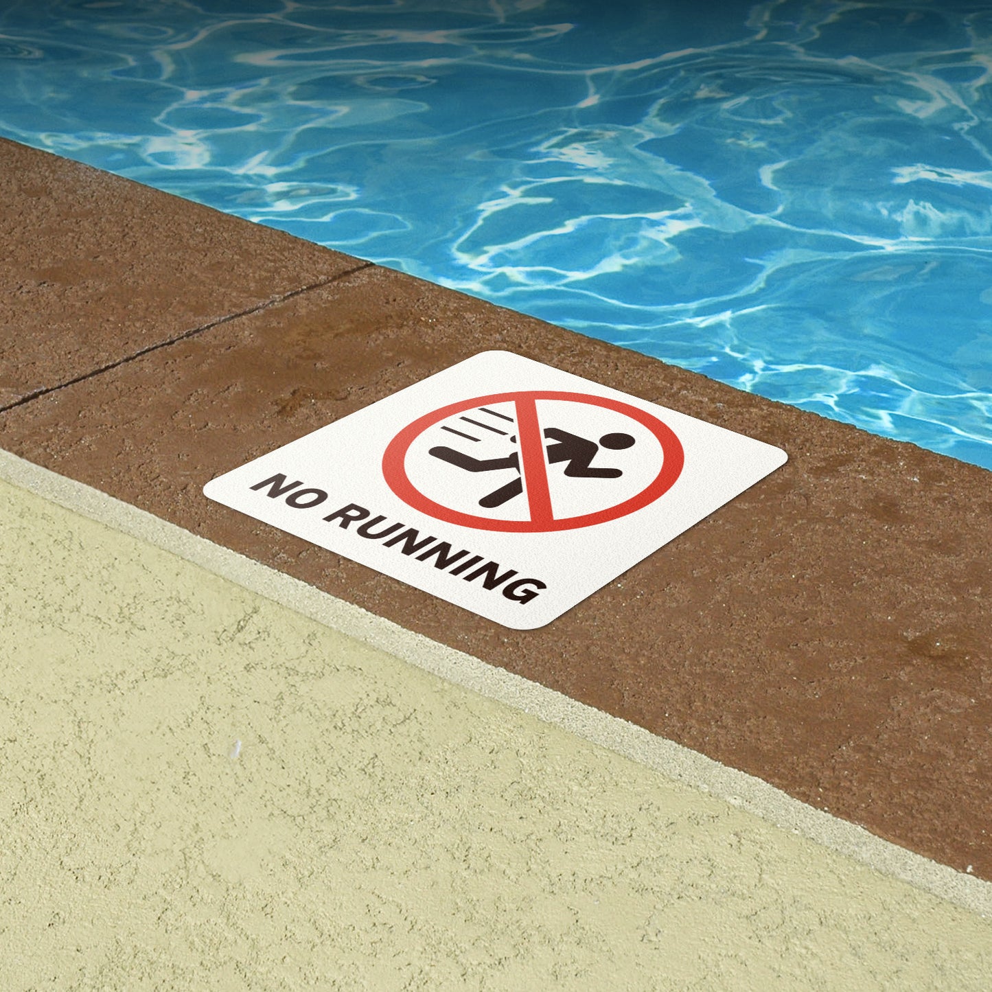 6 x 6in Pool Safety Floor Decals: No Running Signs (2-Pack)