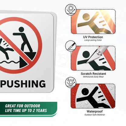 6 x 6in Pool Safety Floor Decals: No Pushing Signs (2-Pack)
