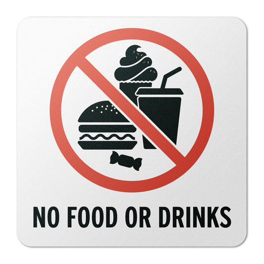 6 x 6in Floor Decal: No Food or Drinks Pool Sign (2-Pack)