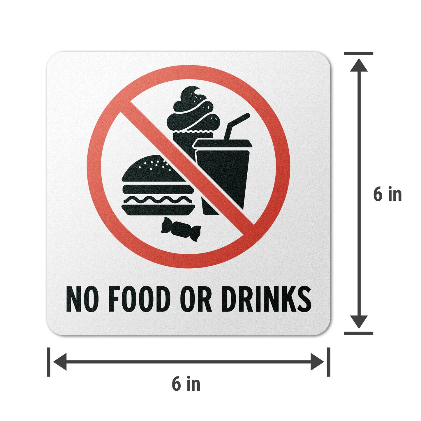 6 x 6in Floor Decal: No Food or Drinks Pool Sign (2-Pack)