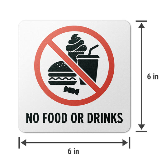 6 x 6in Floor Decal: No Food or Drinks Pool Sign (2-Pack)