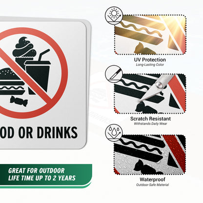 6 x 6in Floor Decal: No Food or Drinks Pool Sign (2-Pack)