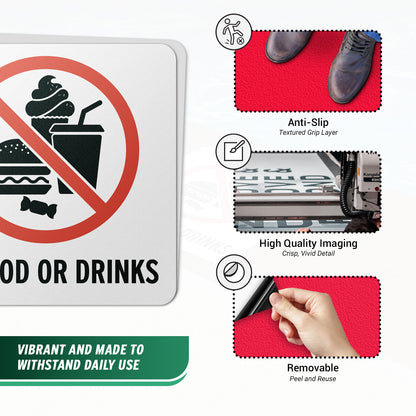 6 x 6in Floor Decal: No Food or Drinks Pool Sign (2-Pack)