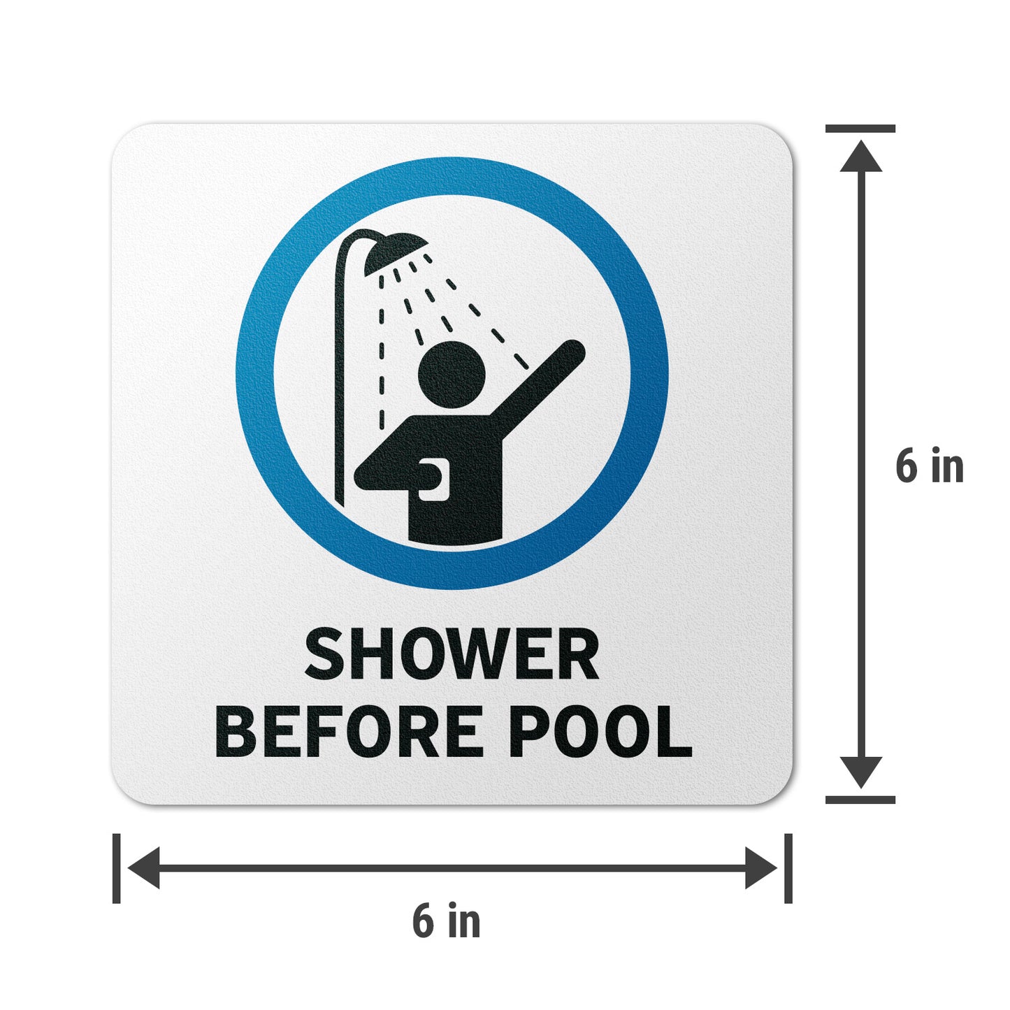 6 x 6in Floor Decal: Shower Before Pool Hygiene Sign (2-Pack)