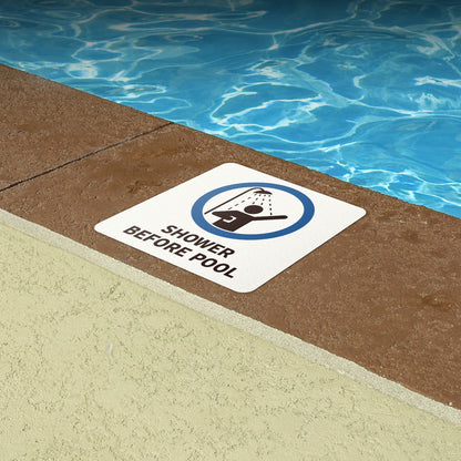 6 x 6in Floor Decal: Shower Before Pool Hygiene Sign (2-Pack)