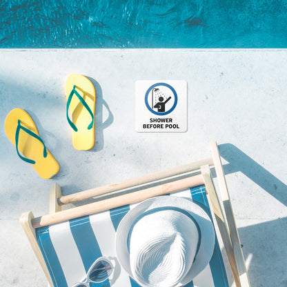 6 x 6in Floor Decal: Shower Before Pool Hygiene Sign (2-Pack)