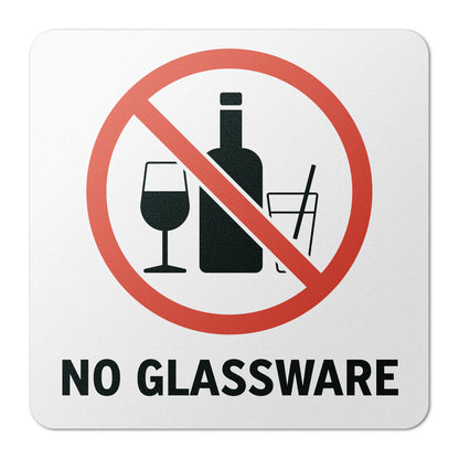 6 x 6in Floor Decal: No Glassware Pool Safety Sign (2-Pack)