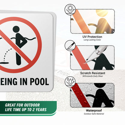 6 x 6in Floor Decal: No Peeing in Pool Hygiene Sign (2-Pack)