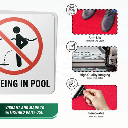 6 x 6in Floor Decal: No Peeing in Pool Hygiene Sign (2-Pack)