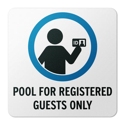 6 x 6in Floor Decal: Registered Guests Only Pool Sign (2-Pack)