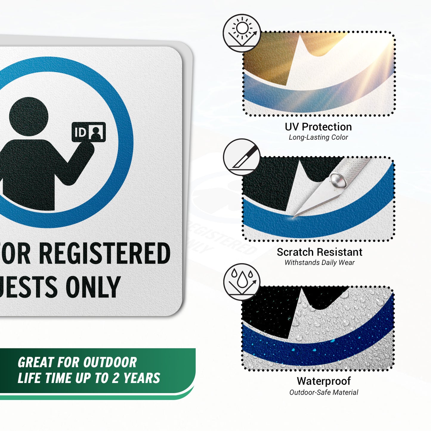 6 x 6in Floor Decal: Registered Guests Only Pool Sign (2-Pack)