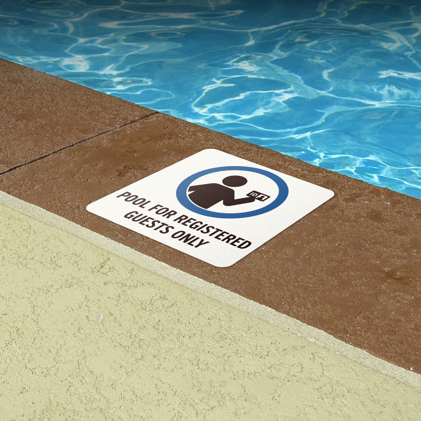6 x 6in Floor Decal: Registered Guests Only Pool Sign (2-Pack)