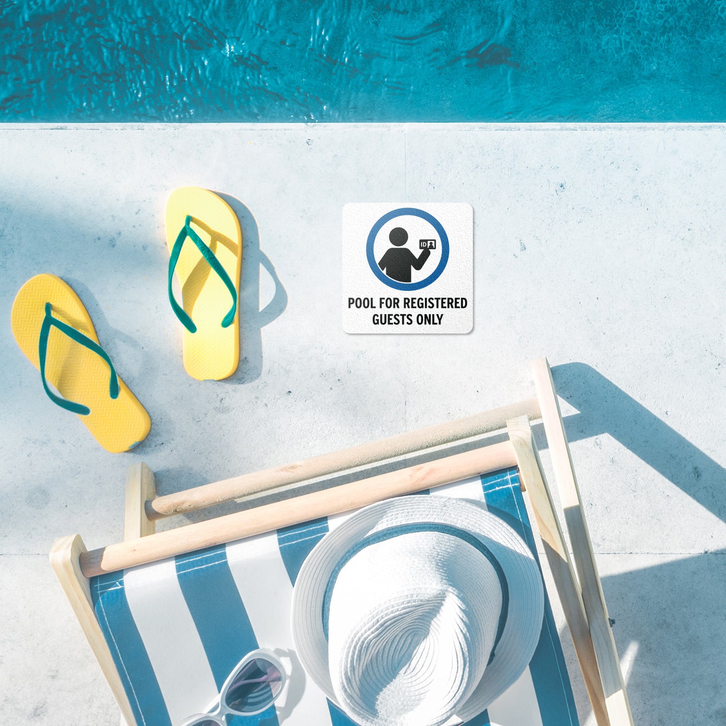 6 x 6in Floor Decal: Registered Guests Only Pool Sign (2-Pack)