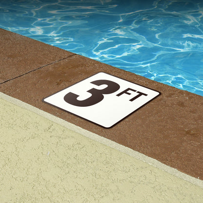 6 x 6in Floor Decal: 3 FT Depth Markers Pool Sign (2-Pack)