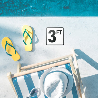 6 x 6in Floor Decal: 3 FT Depth Markers Pool Sign (2-Pack)