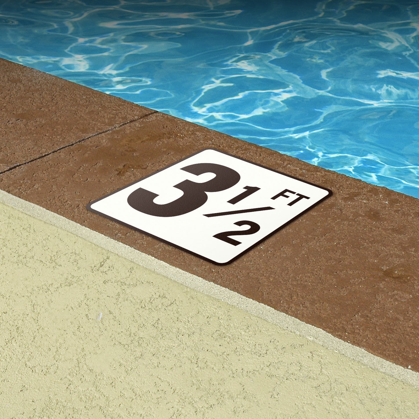 6 x 6in Floor Decal: 3.5 FT Depth Markers Pool Sign (2-Pack)